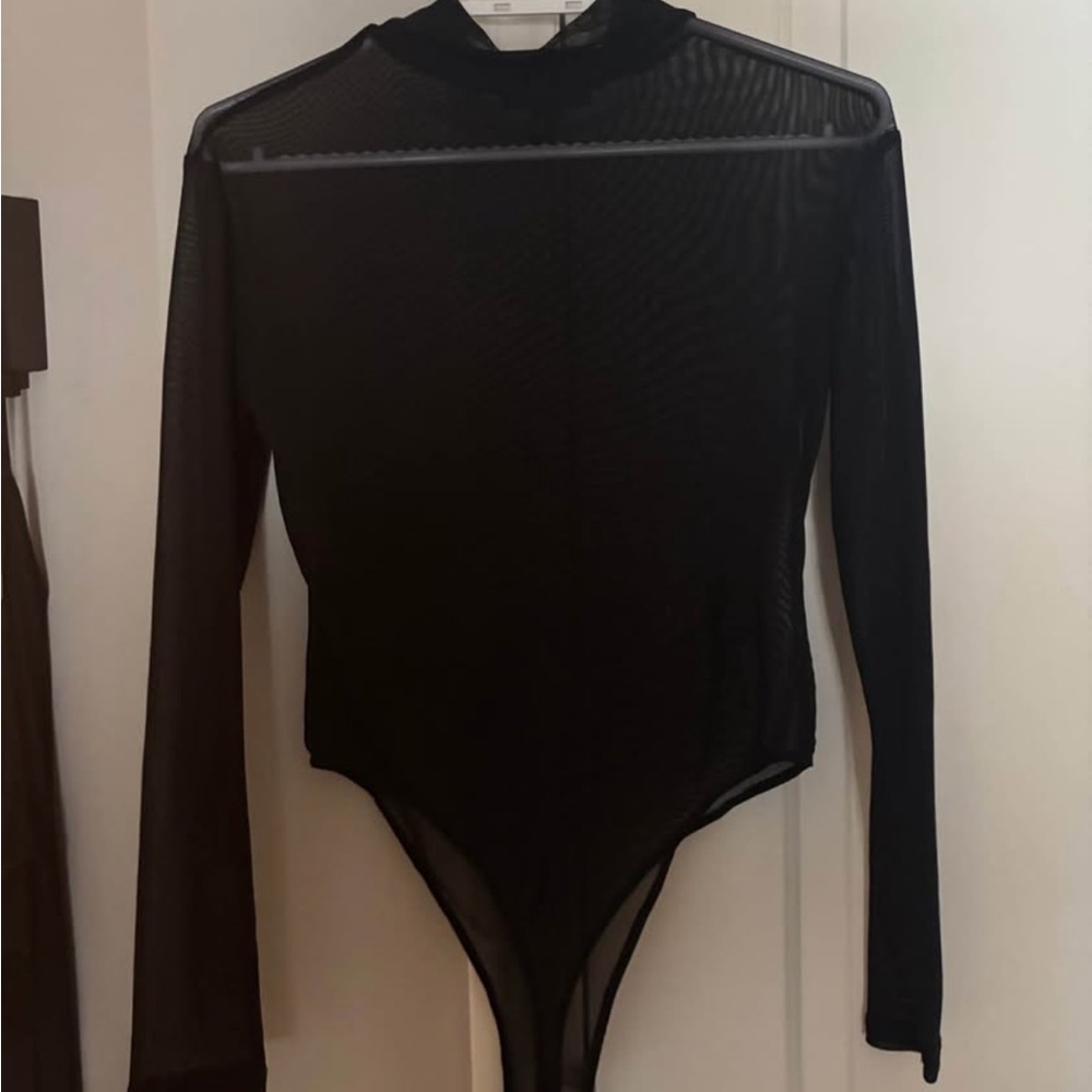 Black Sheer Long Sleeve Bodysuit
